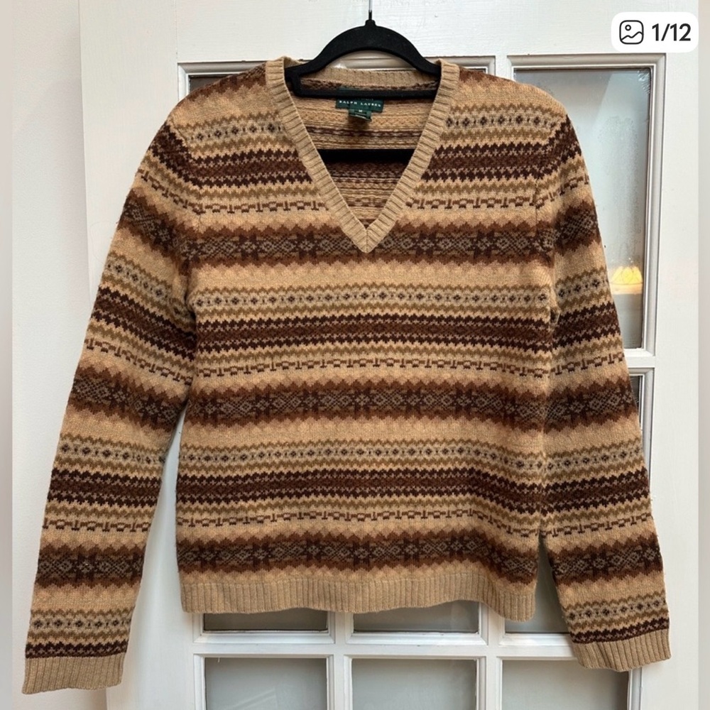 Vintage LRL Lauren Ralph Lauren Classic Y2K Fair Isle Lambswool Sweater Size M
